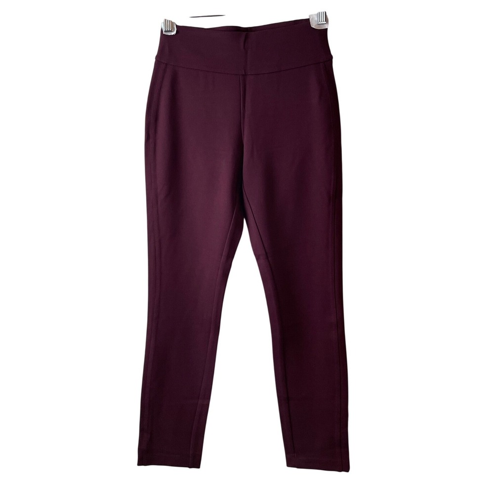 Express Ponte Pant‎ Women XS Burgundy High Waist Skinny Ankle Slit Trousers New